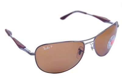 Ray-Ban POLARIZED RB3519 029/83 62mm Herren LARGE Square Sonnenbrille GUNMETAL BROWN