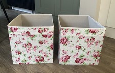 2 x IKEA Cath Kidston Rosali DRONA Aufbewahrungswürfel rosa geblümt - faltbar