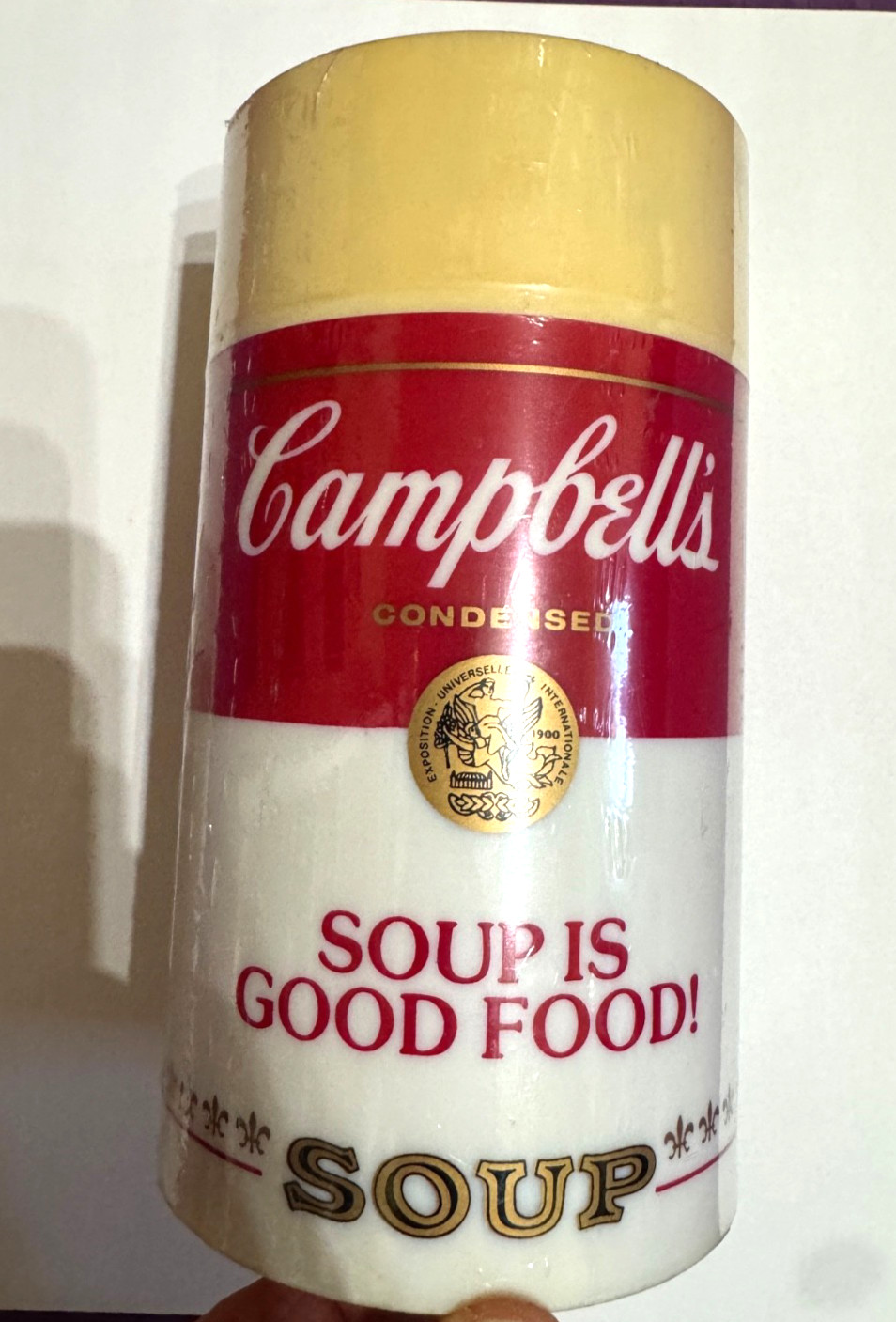 Vtg, New Sealed Campbell's Soup thermos container- ENGLISH & FRENCH SIDE-RARE