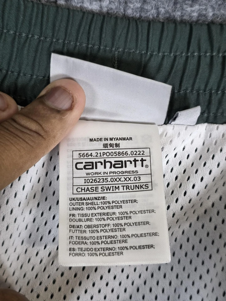 Bañador Carhartt WIP para Hombres XL Verde Persecución Malla Forrado Cintura Elástica Logo C Foto 4 de 4