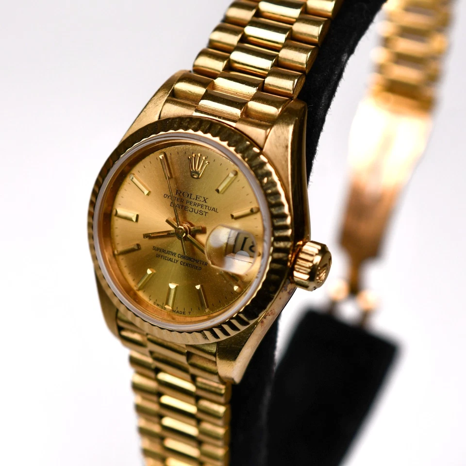 Rolex Ladies President 69178 1986 Gran Forma Champagne Oro Amarillo 18k 26 mm Foto 3 de 4