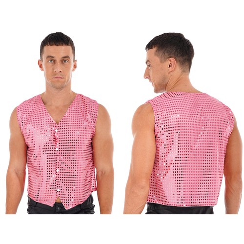 Men Women Sleeveless Waistcoats Stylish Sequin Jacket for Disco Carnival Party - Picture 61 of 83