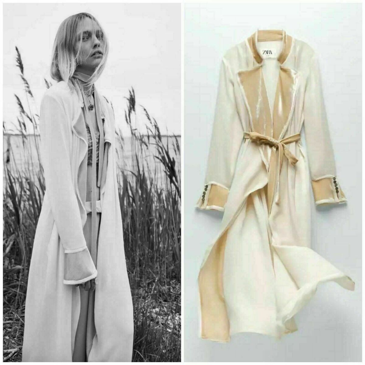 ZARA ECRU LIMITED EDITION SEMI-SHEER MATCHING COAT KIMONO ZARA ECRU LIMITED EDITION SEMI-SHEER MATCHING COAT KIMONO