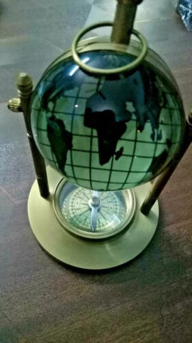 Antiguo reloj de escritorio/mesa de latón/reloj con base brújula náutico victoriano Londres - Imagen 2 de 5