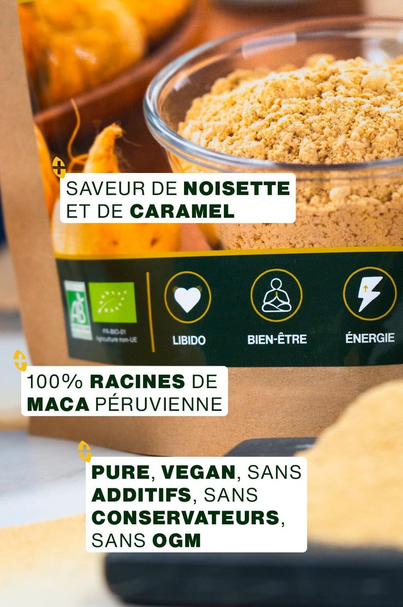 Poudre De Maca Jaune BIO 200g - 100% Racine Du Pérou, Fertilité, énergie, Tonus