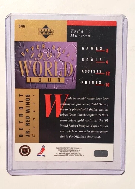 1994-95 Upper Deck Hockey World Tour Todd Harvey (#546) - Image 2 of 2