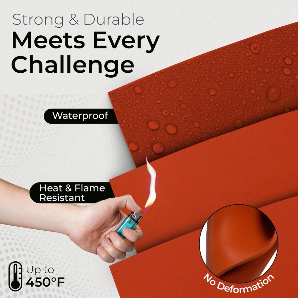 Hoja de goma de silicona roja 60A 1/8 x 9 x 12 pulgadas hecha en EE. UU. Material de junta Foto 3 de 4