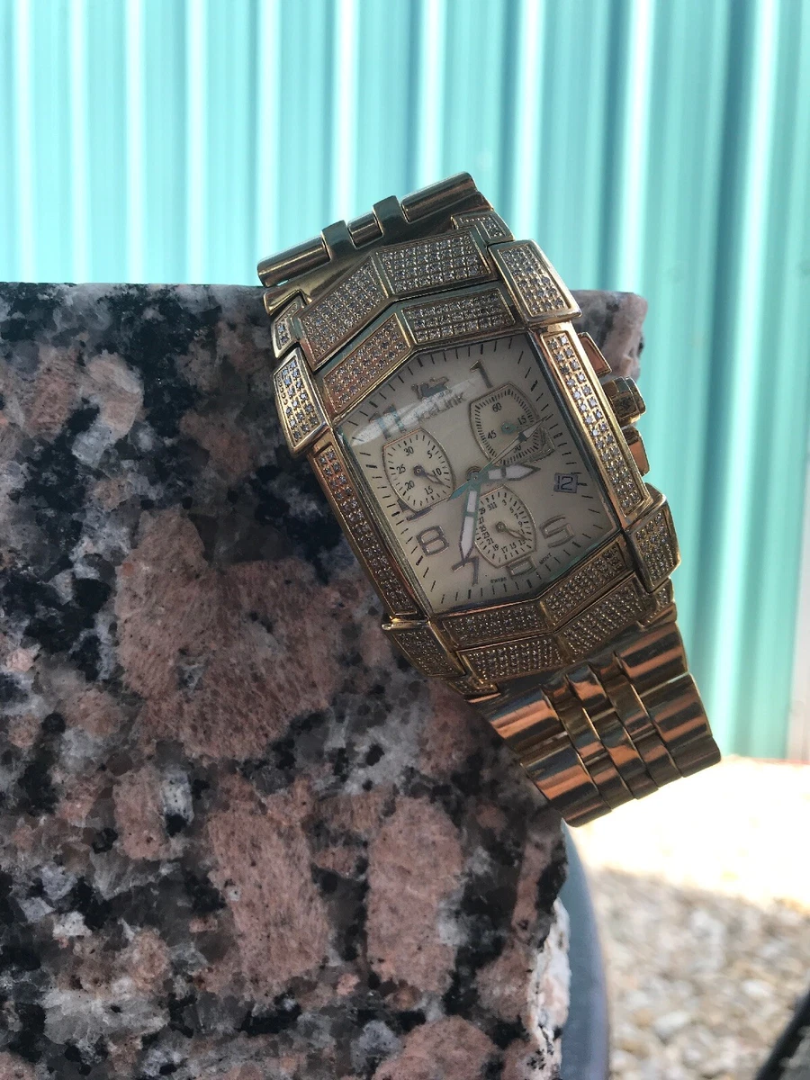 IceLink Droco Diamond Date ATM Swiss made Wristwatch Gold Plated