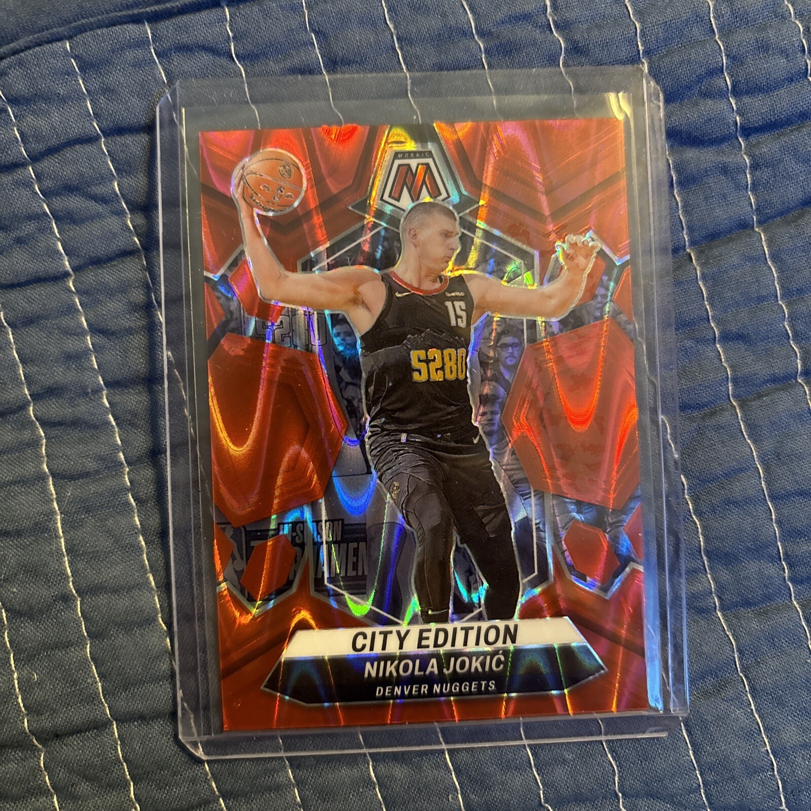 2023-24 Panini Mosaic - City Edition Red Seismic Prizm #287 Nikola Jokic /299