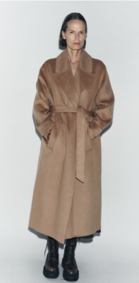 NWT ZARA Double-Faced Wool Blend Maxi Coat ZW Collection Dark