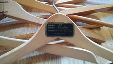 12 Vintage VG Wooden Clothes Hangers Lot w/3 Pants Hangers