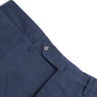 PT01 NWT Dress Pants Size 46 (US 30) in Blue Mini Check Wool & Polyester Blend