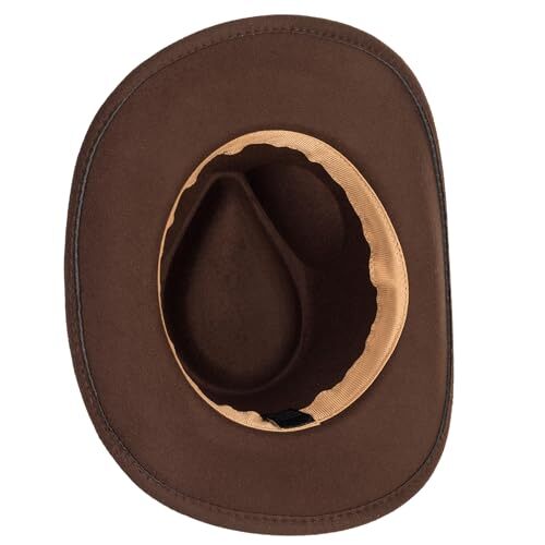 3899 Men & Women\'s Felt Hat Wide Brim Western Outback Style Cowboy Hat Brown Western Outback Felt Cowboy Hat for Medium-Large Brown With  main image 3