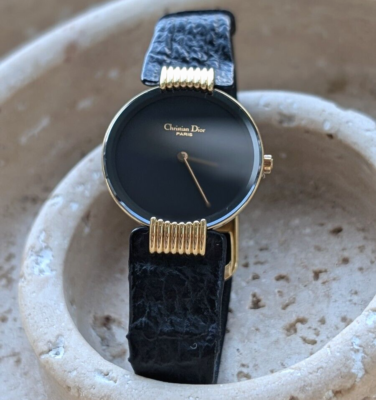 Vintage Black Moon de Christian Dior Watch 25mm GP Leather