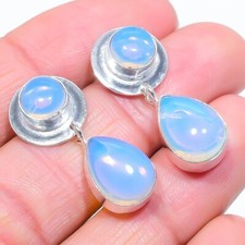 Milky Opalite Gemstone 925 Sterling Silver Jewelry Stud Earring Size 1.2"