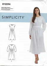 Simplicity R10594 Nap or Peasant Dress w Belt & Pockets Sz 16-24 UNCUT S9138