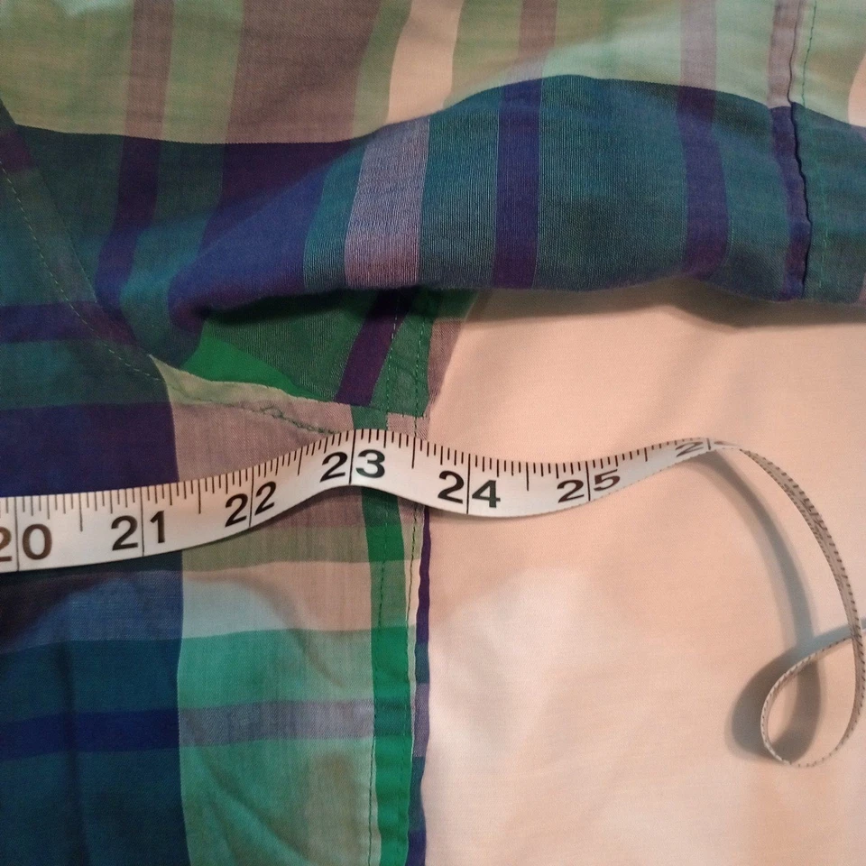 Authentic ATA Western Wear Pearl Snap S/S Shirt. 16 1/2 L Vintage Green Plaid - Image 4 of 4