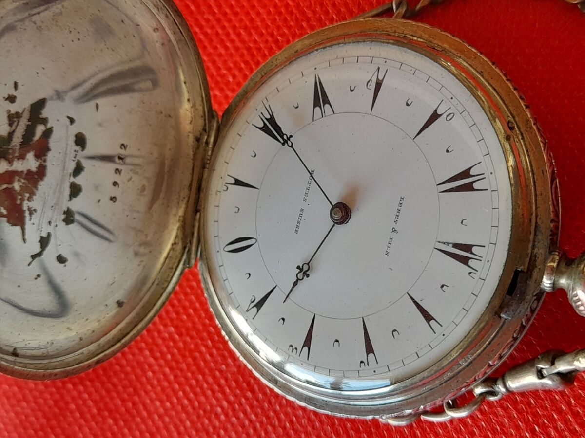 Rare !!! Silver Lebet & Fils Large 50.5mm Ottoman Pocket Watch _422