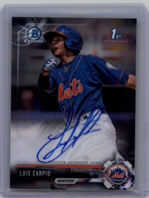 Luis Carpio 1st RC Auto 2017 Bowman Chrome #CDA-LCA Rookie Autograph Mets