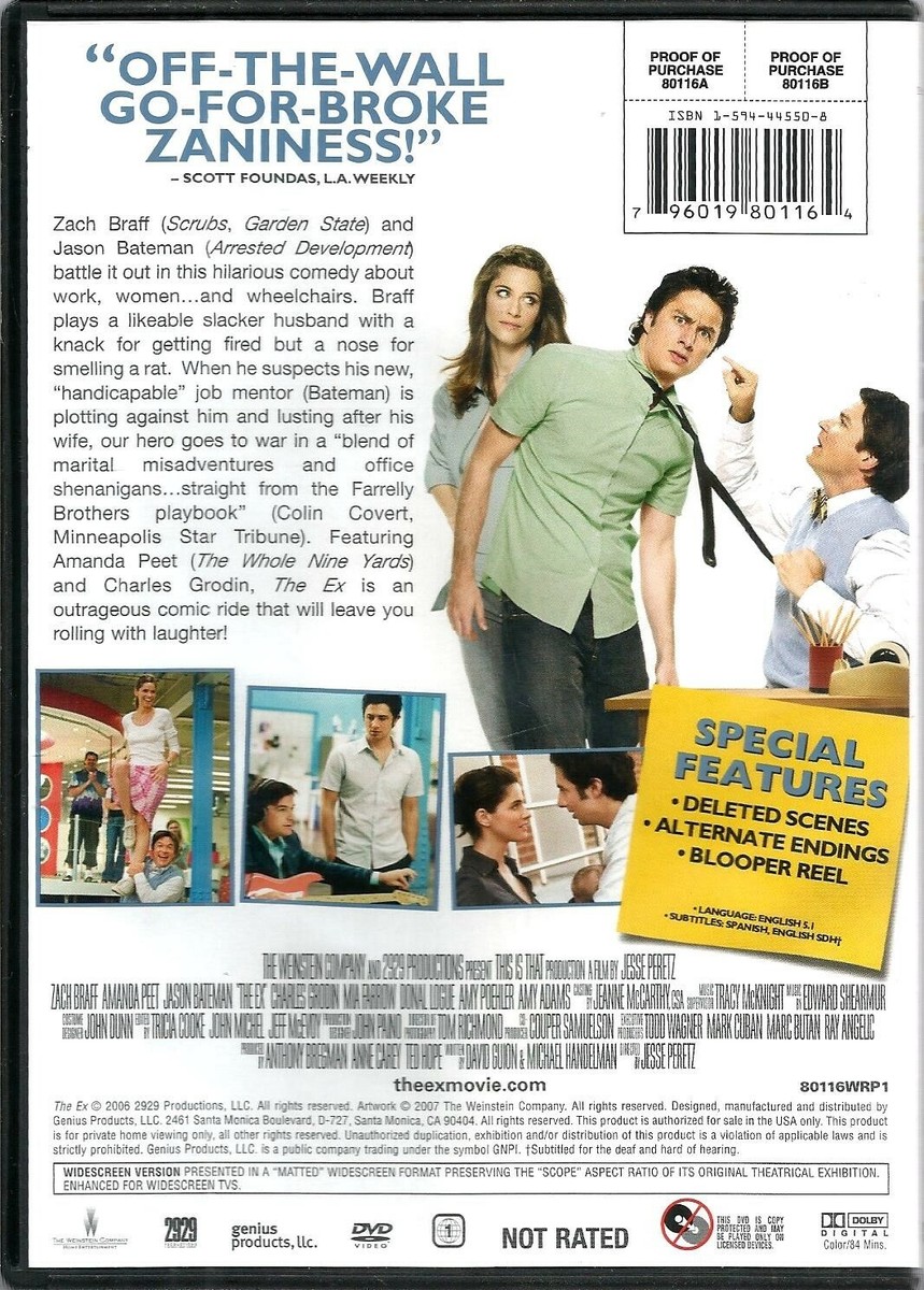 The Ex DVD 2007 Unrated Zach Braff Amanda Peet Jason Bateman