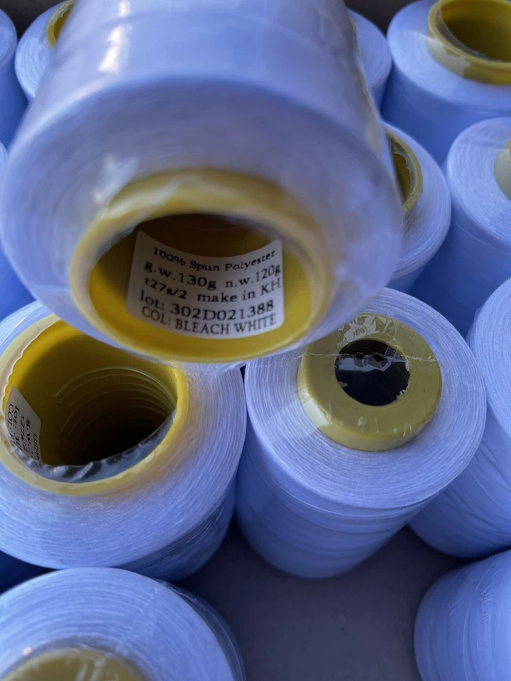 50 Spools BLEACH WHITE Multi Purpose Serger Sewing Thread Cones S/2 T27 Quality - Image 3 of 4