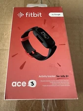 Fitbit ACE 3 18.29 mm Activity Fitness Tracker for Kids - Black/Sport Red NEW