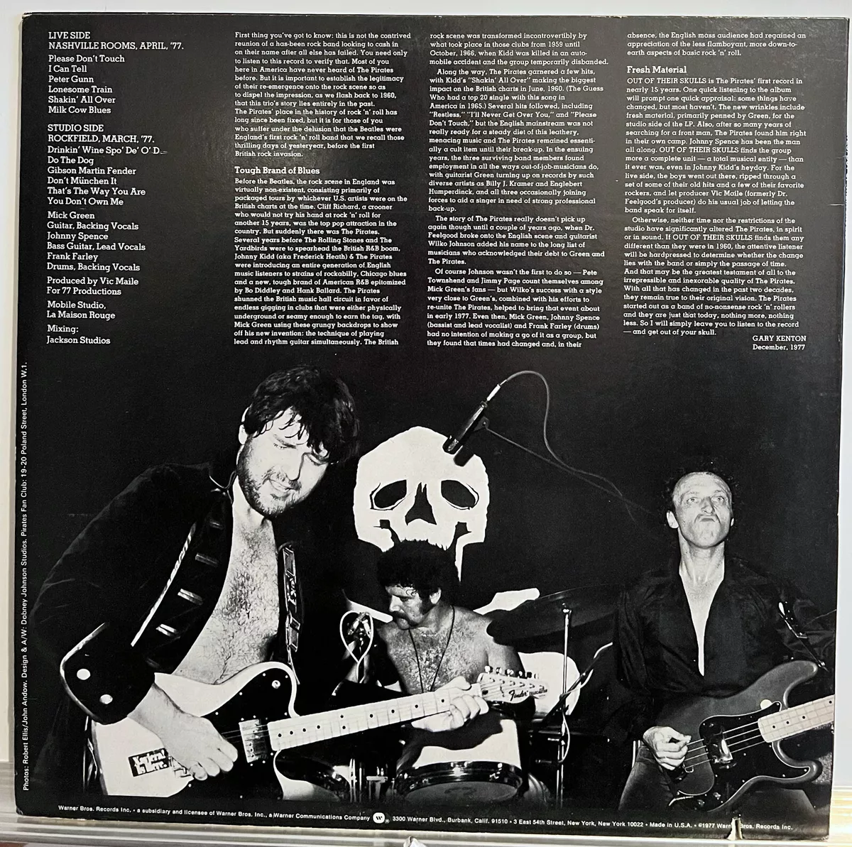 The Pirates Vinyl LP Out of Their Skulls NO BAR CODE 1977 Warner Brothers  Nice!