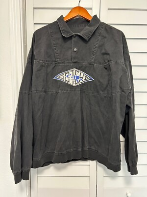 #ad Gotcha vintage 80s 90s black pullover shark logo elastic waist button shirt XL $39.99