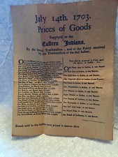 1703 prices of goods in beaver skins. Reproduction.  Hudson Historical bureau.  