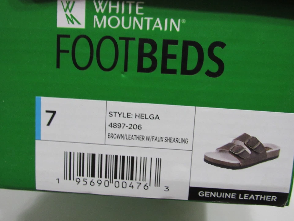 Sandalias White Mountain para mujer talla 7 de cuero engrasado forradas de sherpa con hebilla castaño Foto 4 de 4