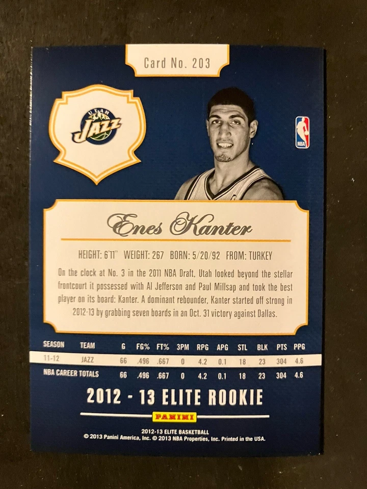 Enes Kanter 2012-13 Elite ROOKIE /599 #203 - Utah Jazz - Image 2 of 2