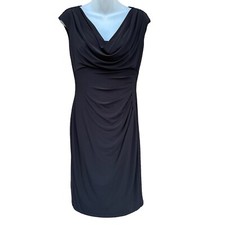 Lauren Ralph Lauren Size 6 Black Ruched Sides Dress Draped Formal Business