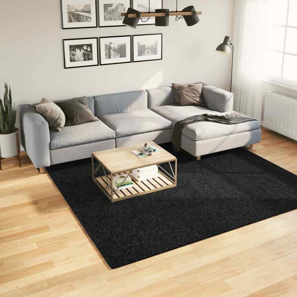 1617710 Tappeto Shaggy PAMPLONA a Pelo Lungo Moderno Nero 240x240 cm