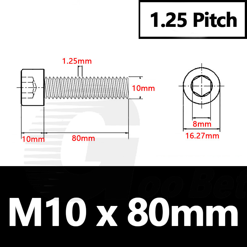 M1010 Thread M10x1 M10x1.25 Fine Thread Socket Cap Screws Bolts 304 Stainless Steel ...