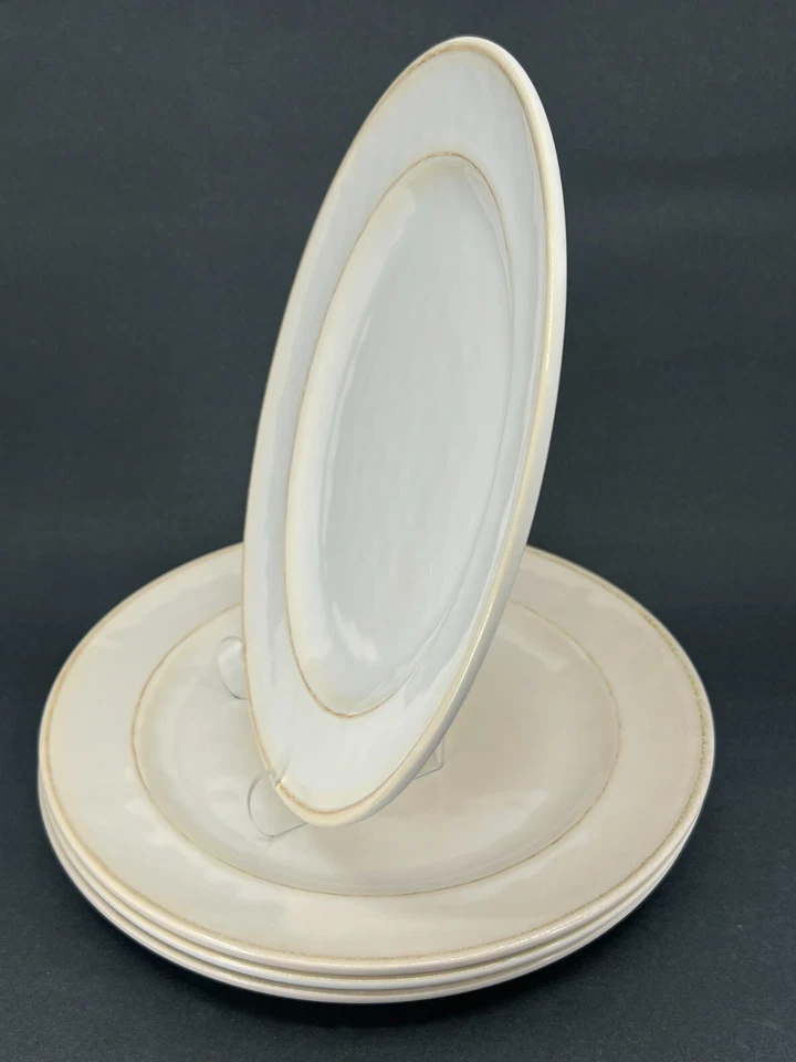 4 pratos de jantar de melamina aparados dourados esbranquiçados 11 pol. prato DURÁVEL interno externo - Imagem 3 de 4