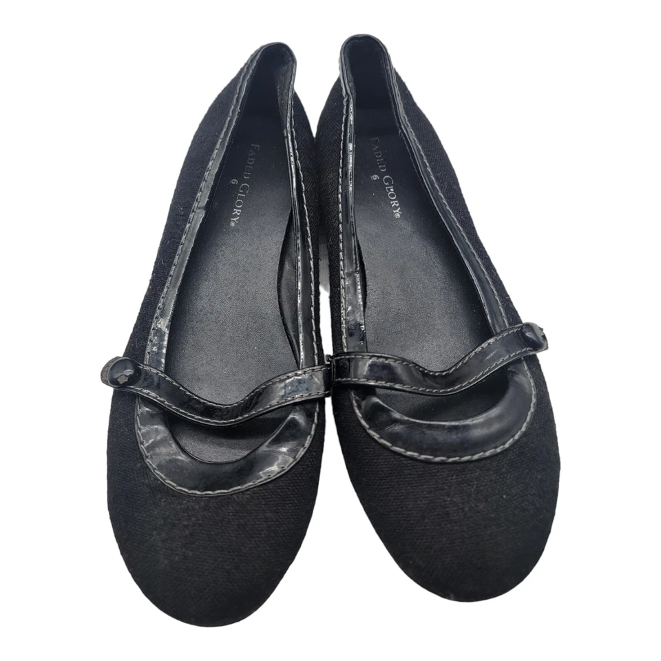 FADED GLORY Shoes Women's Size 6 Black Slip On Flat Mary Jane Wool Flats Loafers - Image 4 of 4