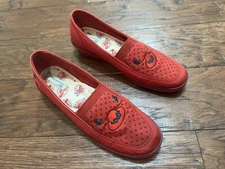 Keds Grasshopper Red Hat Society Women’s Sz 8 Slip-on Flats Embroidered, B#1