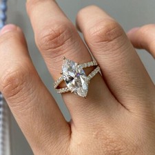 Lab Grown IGI Marquise Cut Diamond Engagement Ring 14k Gelbgold 3,20 ct