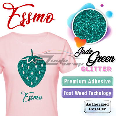 Jade Green Glitter Heat Transfer Vinyl HTV T-Shirt 20'' Wide Iron Heat Press DG19