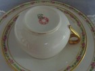 Three Pc. Charles F. Haviland GDA Dessert Plate Cup Saucer Pink Rose Border — photo 5