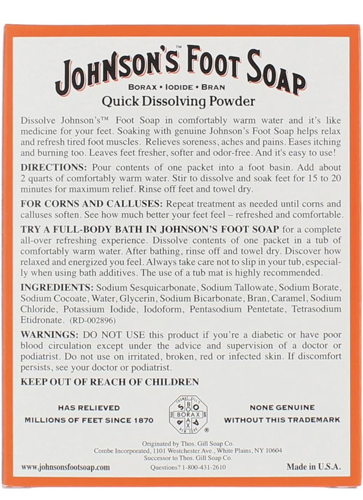 Johnson's Foot Soap Powder 4 Packets Soothes Tired Aching Feet