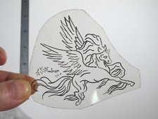 vtg 1960s 70s Tattoo Flash acetate stencil Smaller Pegasus signed HU1