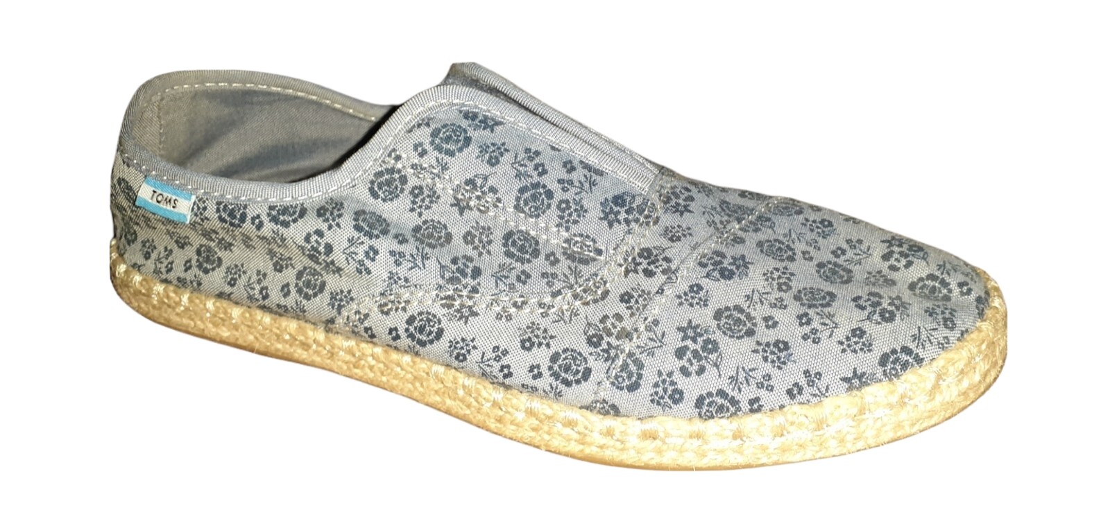 Toms Womens Size Blue Canvas Palmera Floral Slip On Shoes Sneakers