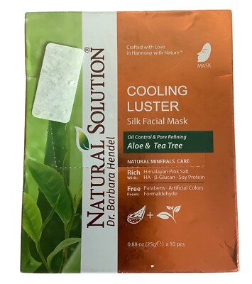 Natural Solution Cooling Luster Silk Facial Mask Aloe Tea Tree 10 Pcs Hydrating