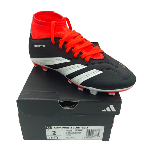 Adidas Predator Club Sock Youth Firm Ground Soccer Cleats Black Solar Red Size 2