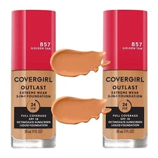 COVERGIRL Outlast Extreme Wear 3 In 1 Foundation 817 GOLDEN TAN, 2PACK