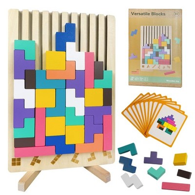 Wooden Stacking Puzzle Toy 3D Montessori Brain Teaser Game for Kids 4 to 6