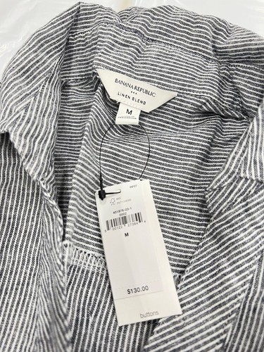 BANANA REPUBLIC FACTORY Linen-Blend Shirtdress Women's Size M Navy - Picture 6 of 8