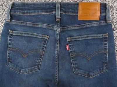 Levis 726 Big E Jeans Womens 27 Blue High Rise Flare Med Wash Stretch 26x33