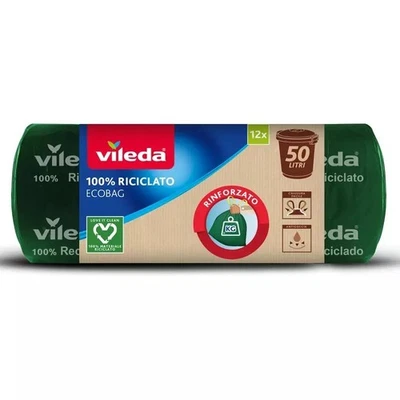 96 SACCHI BUSTE IMMONDIZIA SPAZZATURA RIFIUTI 69x75 50LT ECOBAG 100% VILEDA 2025